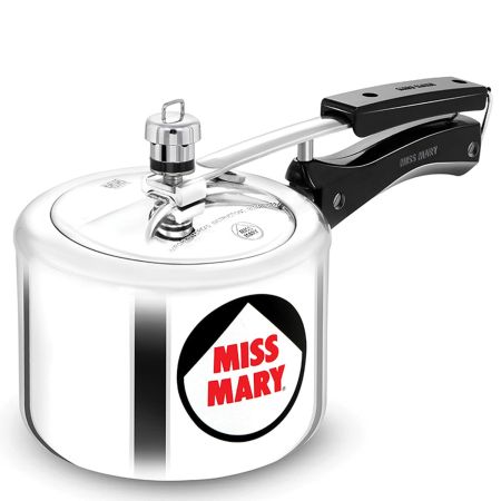 Hawkins Aluminium 2 Litre Miss Mary Pressure Cooker, Small Inner Lid Cooker, Silver (Mm20)