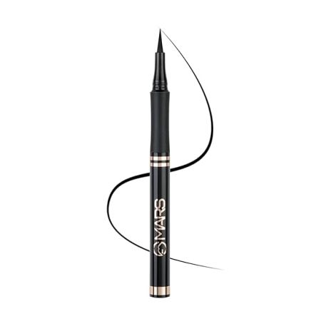 MARS Smudge Proof Liquid Pen Eyeliner with Ultra Fine Tip | Matte Finish & Water Resistance (1.5g) (Jet Black)