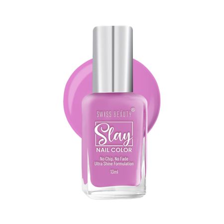Swiss Beauty Slay Nail Color | Glossy Finish, Long Lasting Nail Paint| Chip resistant, Quick drying Nail Polish | Shade- Lilac, 25Ml