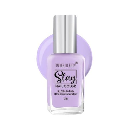 Swiss Beauty Slay Nail Color | Glossy Finish, Long Lasting Nail Paint| Chip resistant, Quick drying Nail Polish | Shade- Lit Lavender, 25Ml