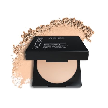 RENEE Face Base Compact Powder Macadamia Beige 9gm| Enriched with Hyaluronic Acid & Vitamin E| Long-lasting, Easy Blend, Matte Finish