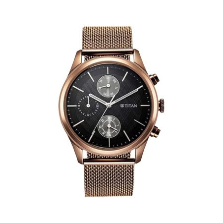 Titan Neo Splash Black Dial Quartz Analog with Date Stainless Steel Strap Watch for Men-NS1805QM05