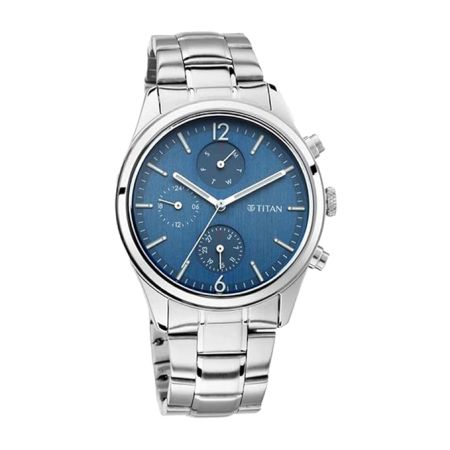 Titan Men's Metropolitan Charm: Men's Multifunctional Blue Watch with Metallic Accents-NS1805SM03/NT1805SM03