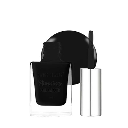Swiss Beauty Stunning Nail Lacquer | Chip Resistant, Quick drying nail paint | Highly Pigmented with high shine Nail polish | Shade - Midnight, 12gm
