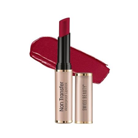 Swiss Beauty Non-Transfer Waterproof Lipstick with Jojoba Seed Oil | Matte Finish | Long-Lasting | Highly Pigmented | Shade- Royal Maroon, 3gm