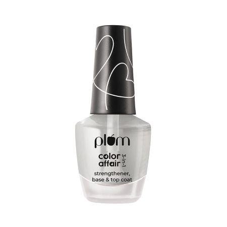 Plum " Color Affair 3-In-1 Strengthener, Base & Top Coat | 7-Free Formula | with Aha & Avocado Oil | 100% Vegan & Cruelty-Free ",Matte Finish,11 Ml