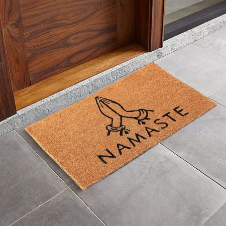 Onlymat Namaste Printed Anti-Slip Rectangular Doormat Entryway Rug Natural Coir Material, Polyvinyl Chloride with PVC Backing for Outdoor Entrance Home Multipurpose Mats Floor Door Hall Drawing Room Living Room (75 x 45cm)