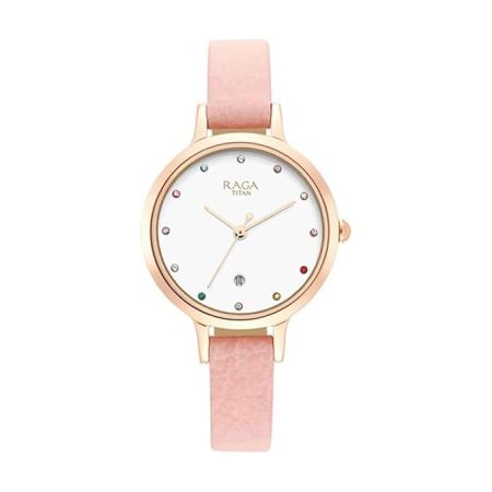 Titan Women Brass Analog White Dial Watch-Np2666Wl01/Np2666Wl01, Band Color-Pink