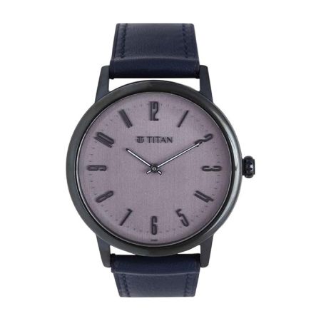 Titan Athleisure Grey Dial Analog Leather Strap Watch for Men-NQ90118QP01
