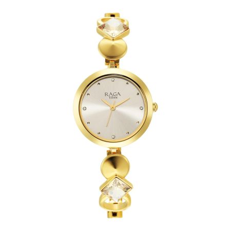 Titan Raga Love All Champagne Dial Analog Metal Strap Watch for Women-NS2606YM08/NT2606YM08