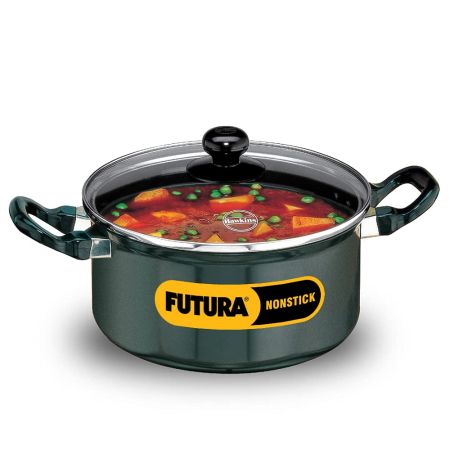 Hawkins Futura 3 Litre Cook N Serve Stewpot, Non Stick Pot With Glass Lid, Cooking Pot With Lid, Black (Nst30G), 3 Liter