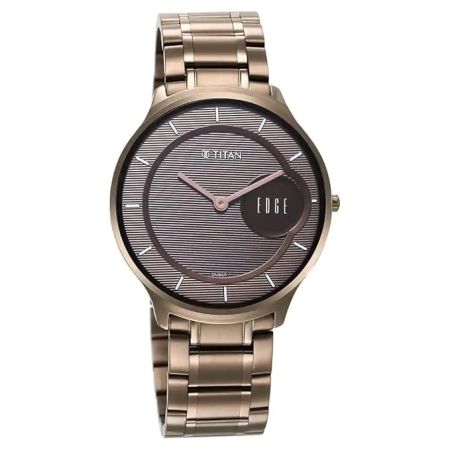Titan Edge Baseline Grey Dial Analog Stainless Steel Strap Watch for Men-NS1843QM02/NT1843QM02