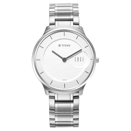 Titan Edge Metal Silver Dial Stainless Steel Strap Watch for Men-NS1843SM02/NT1843SM02