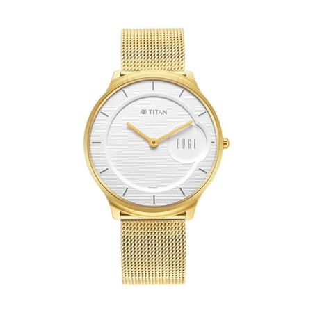 Titan Edge Baseline White Dial Analog Stainless Steel Strap Watch for Men-NS1843YM01/NT1843YM01