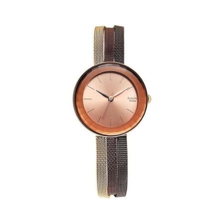 Titan Raga Delight Rose Gold Dial Women Watch with Stainless Steel Strap-NS95153KM01/NT95153KM01