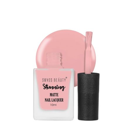 Swiss Beauty Stunning Nail Lacquer | Chip Resistant, Quick drying nail paint | Highly Pigmented with high shine Nail polish | Shade - Nude Flush, 10gm