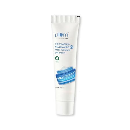 Plum 2% Niacinamide Moisturizer Cream with Rice Water | Super Light Gel for Oily, Dry & Combination Skin | Oil Free Hydration | Fades Blemishes | Brightening Face Moisturizer for Women & Men | 15g