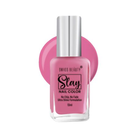 Swiss Beauty Slay Nail Color | Glossy Finish, Long Lasting Nail Paint| Chip resistant, Quick drying Nail Polish | Shade- Perfect Pink, 25Ml