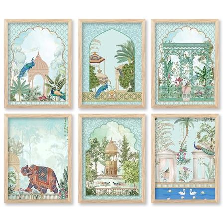 kotart Traditional Indian Art Pichwai Home Décor Paintings | Wall Hanging Frames | Painting for wall Decoration |Traditional Wall Poster With frames Set of 6 (13x17 inch, B)