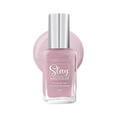 Swiss Beauty Slay Nail Color | Glossy Finish, Long Lasting Nail Paint| Chip resistant, Quick drying Nail Polish | Shade- Pink Crush, 25Ml