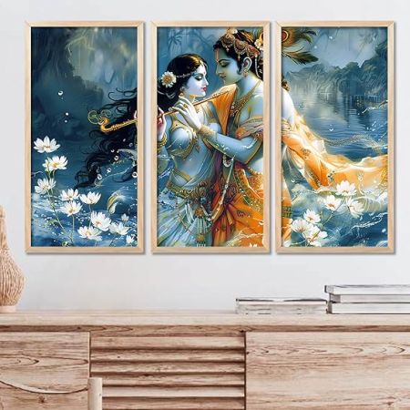 kotart - Painting for wall Hanging | Traditional Indian Art Pichwai Wall Décor Paintings | Indian Art Pichwai Wall Décor Paintings For Home Décor Living Room Bedroom Set of 3 (10X19 INCH, D)