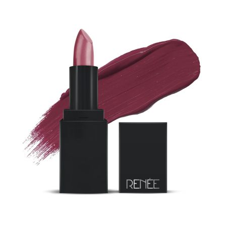 RENEE Creme Mini Lipstick Pout In Plum 1.65gm| Long Lasting Creamy Finish| Enriched with Jojoba Oil, Keeps Lips Hydrated & Nourished| Travel Friendly