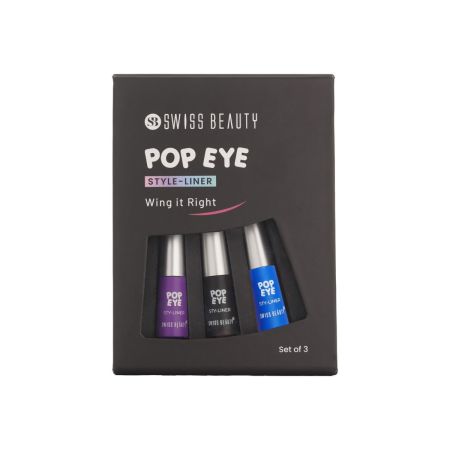 Swiss Beauty Pop Eye Sheer Finish Style-Liner Pack of 3 (Multicolor)