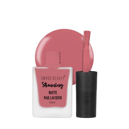 Swiss Beauty Stunning Nail Lacquer | Chip Resistant, Quick drying nail paint | Highly Pigmented with high shine Nail polish | Shade - Pure Pink, 10gm