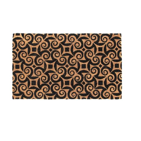 Onlymat Floral Print Coir Anti-slip PVC Back Doormat for Indoors, Outdoors, Patio, Living Room, Kitchen (75cm x 45cm, Black, Brown)