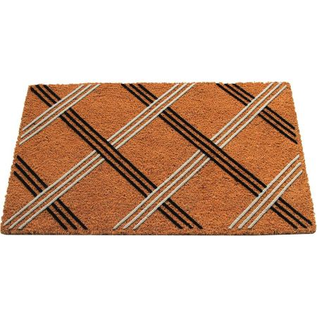 Onlymat Retro Criss Cross Flock Natural Coir Door Mat - (45 cm x 75 cm, Beige)