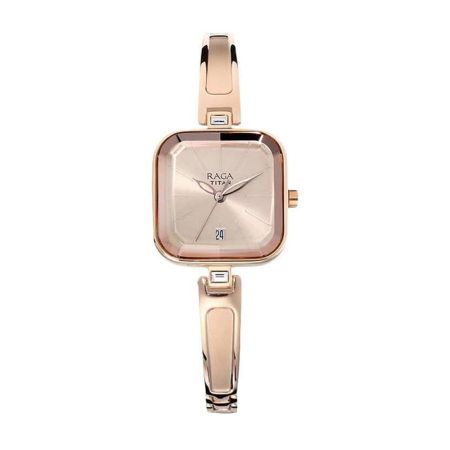 Titan Women's Analog Rose Gold Dial Rose Gold Band Metal Watch