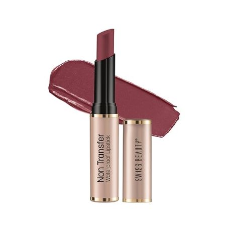 Swiss Beauty Non-Transfer Waterproof Lipstick with Jojoba Seed Oil | Matte Finish | Long-Lasting | Highly Pigmented | Shade- Rusty Nude, 3gm