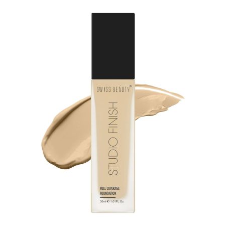 SWISS BEAUTY Full Coverage Matte Foundation Studio Finish, Face Makeup, Shade- Sand Beige, 30Ml, Cream, All