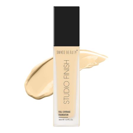 SWISS BEAUTY Studio Finish Full Coverage Foundation, Face Makeup, Shade- Ivory Fair, 30Ml, Matte, Cream