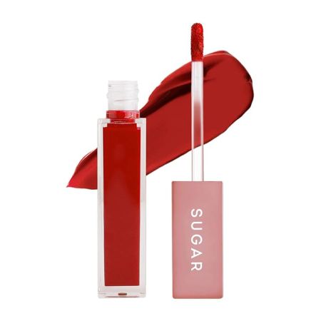SUGAR Cosmetics Mettle Liquid Lipstick for Women | Highly Pigmented | Transferproof & Long Lasting | 7ml - 04 Sirius (Cherry Red)