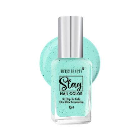 Swiss Beauty Slay Nail Color | Glossy Finish, Long Lasting Nail Paint| Chip resistant, Quick drying Nail Polish | Shade- Sky Up, 25Ml