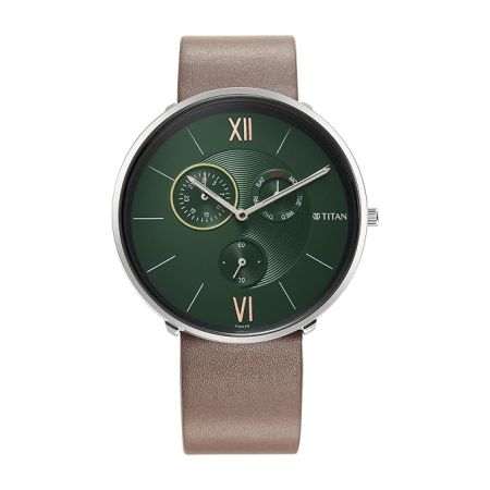 Titan Slim Quartz Multifunction Blue Dial Quartz Stainless Steel Strap Watch for Men-NS1877SL01