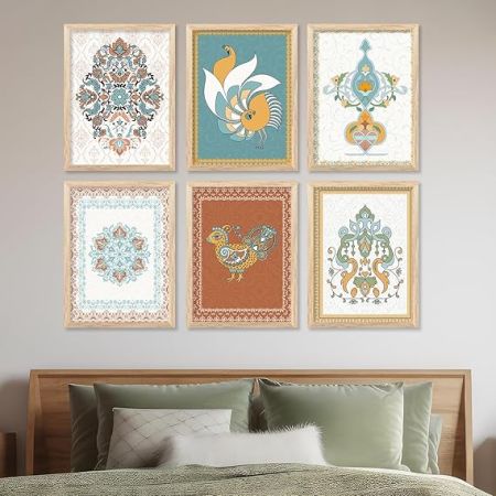 kotart - Traditional Set Of 6 (Art 1, (13X17 inch), Framed)