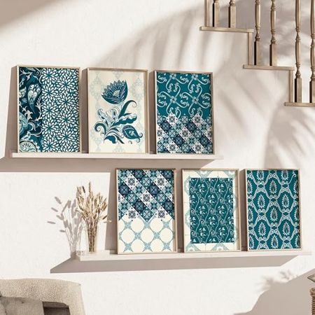 kotart Traditional Indian Art Wall Painting for Living Room Bedroom Office Room Decor - Madhubani Painting with Frame Set of 6 (13x17 inch) Set of 6