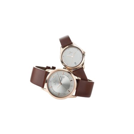 Titan Quartz Analog with Day and Date Silver Dial Leather Strap Watch for Couple-NS17742565WL01P/NT17742565WL01