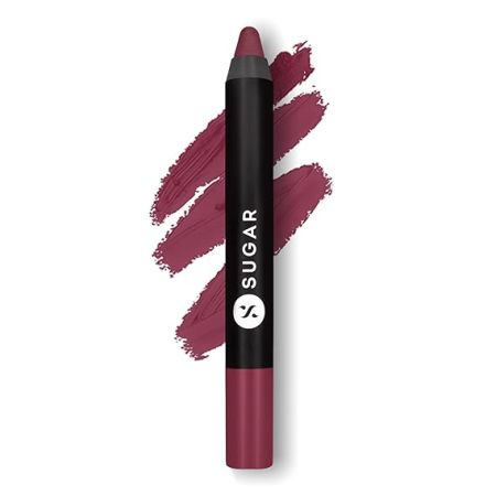 SUGAR Cosmetics Matte As Hell Crayon Lipstick with Sharpner | Smudgeproof | Lasts Upto 8+ Hrs | 2.8gm - 15 Stephanie Plum
