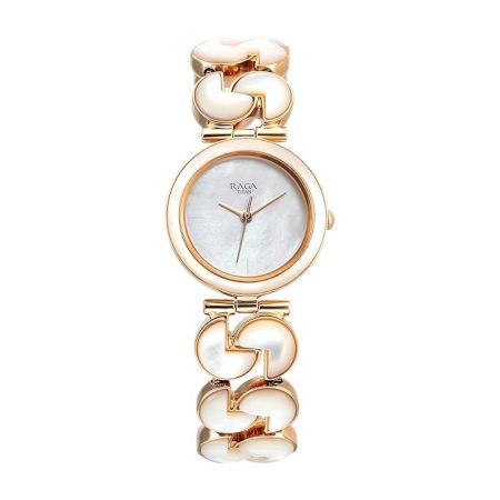Titan Raga Power Pearls Quartz Analog Mother of Pearl Dial Metal Strap Watch for Women-NS95233WM01F/NT95233WM01F