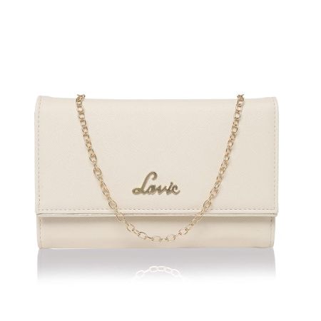 Lavie Women's Framed Foldover Clutch | Detachable Chain Sling Strap | Ladies Purse Wallet