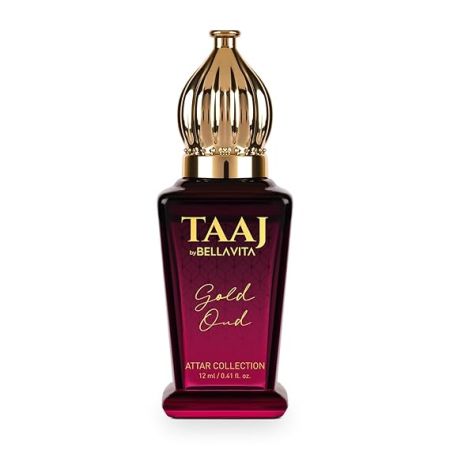 Bella Vita Luxury TAAJ Gold Oud Attar with Caramel, Rose, Jasmine & Orris for Men and Women, Non-Alcoholic Roll On, Long Lasting Fragrance, 12 ML