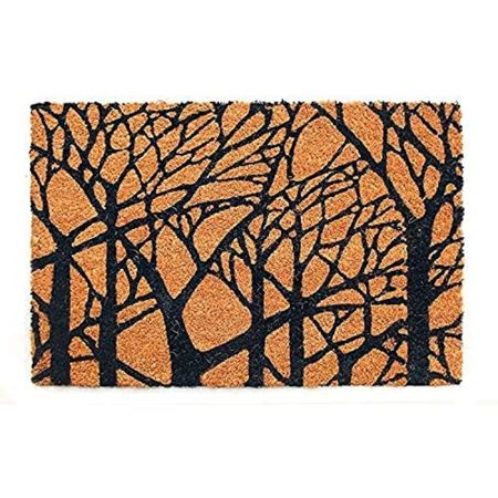 Onlymat Natural Coir Doormat, Trees Print, Anti Slip Long Lasting Mat & Anti-Skid Rubber Backing, Large Entryway Rug for Home, Office, Patio, Bedroom, Living Room, Kitchen, Beige, (60 x 40)