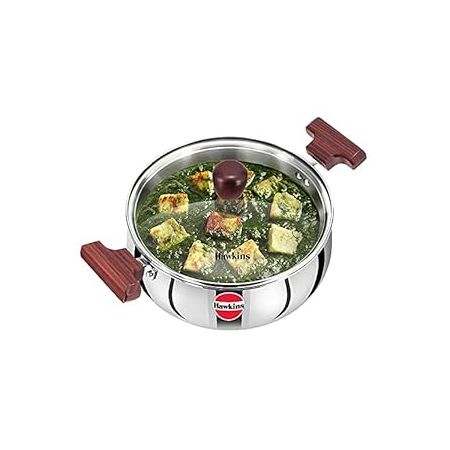 Hawkins Tri-Ply Stainless Steel Induction Compatible Cook n Serve Handi, Capacity 3 L, Diameter 22 cm & Tri-Ply Stainless Steel Induction Compatible Deep-Fry Pan, Capacity 2.5 L, Diameter 26 cm