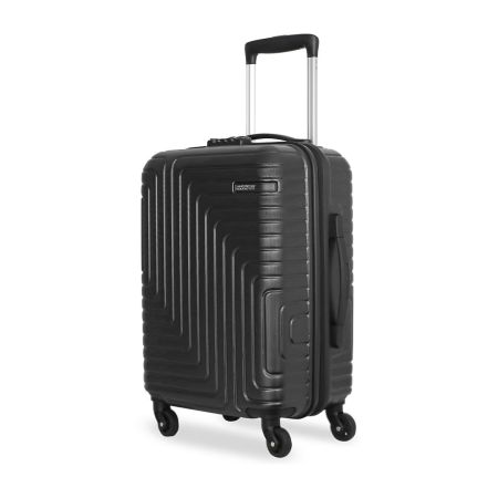American Tourister Ivy Nxt 55Cm Small Hardside Polycarbonate Cabin Suitcase with Multi-Stage Telescopic 4 Wheels Spinner Trolley and Mounted TSA Lock for Women & Men - Black