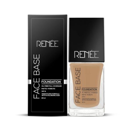 RENEE Face Base Liquid Foundation - Vienna, 23ml | Enriched with Hyaluronic Acid & Vitamin E, Provides SPF 8 Protection, Weightless, Long-lasting Matte Finish
