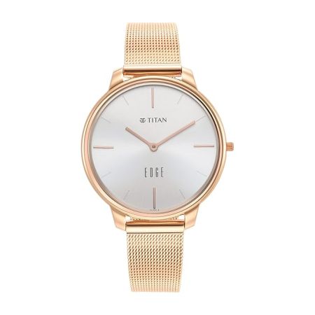 Titan Edge White Dial Analog Stainless Steel Strap Watch for Women-NS2654WM01/NT2654WM01