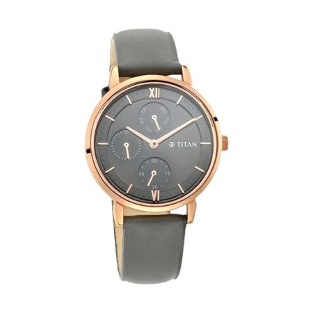 Titan Women's Regal: Roman Numeral Black Dial & Leather Strap Watch-NS2652WL01/NT2652WL01